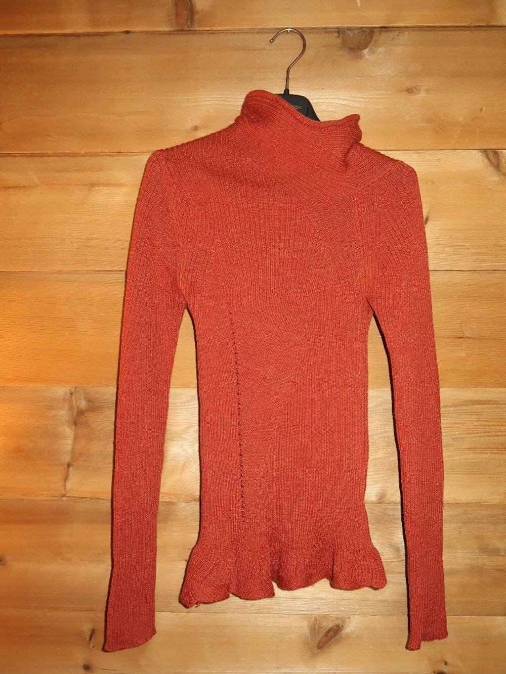 Acne Studios Rosie Rib Knit Turtleneck in Rust/Orange